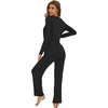 image:imageWiWi Womens Pajamas Set Sleepwear Loungewear Long Sleeve Pajama Sets Soft Pjs Viscose from Bamboo 2 Piece PJ SXXLBblack