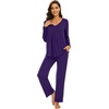 image:imageWiWi Womens Pajamas Set Sleepwear Loungewear Long Sleeve Pajama Sets Soft Pjs Viscose from Bamboo 2 Piece PJ SXXLBdark Purple