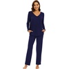 image:imageWiWi Womens Pajamas Set Sleepwear Loungewear Long Sleeve Pajama Sets Soft Pjs Viscose from Bamboo 2 Piece PJ SXXLBnavy