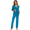 image:imageWiWi Womens Pajamas Set Sleepwear Loungewear Long Sleeve Pajama Sets Soft Pjs Viscose from Bamboo 2 Piece PJ SXXLBteal Blue