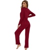 image:imageWiWi Womens Pajamas Set Sleepwear Loungewear Long Sleeve Pajama Sets Soft Pjs Viscose from Bamboo 2 Piece PJ SXXLBwine Red