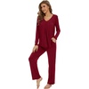 image:imageWiWi Womens Pajamas Set Sleepwear Loungewear Long Sleeve Pajama Sets Soft Pjs Viscose from Bamboo 2 Piece PJ SXXLBwine Red