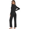 image:imageWiWi Womens Pajamas Set Sleepwear Loungewear Long Sleeve Pajama Sets Soft Pjs Viscose from Bamboo 2 Piece PJ SXXLCblack