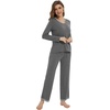 image:imageWiWi Womens Pajamas Set Sleepwear Loungewear Long Sleeve Pajama Sets Soft Pjs Viscose from Bamboo 2 Piece PJ SXXLCdark Heather Grey