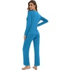 image:imageWiWi Womens Pajamas Set Sleepwear Loungewear Long Sleeve Pajama Sets Soft Pjs Viscose from Bamboo 2 Piece PJ SXXLCteal Blue