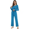 image:imageWiWi Womens Pajamas Set Sleepwear Loungewear Long Sleeve Pajama Sets Soft Pjs Viscose from Bamboo 2 Piece PJ SXXLCteal Blue