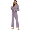 image:imageWiWi Womens Pajamas Set Sleepwear Loungewear Long Sleeve Pajama Sets Soft Pjs Viscose from Bamboo 2 Piece PJ SXXLCviolet