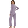image:imageWiWi Womens Pajamas Set Sleepwear Loungewear Long Sleeve Pajama Sets Soft Pjs Viscose from Bamboo 2 Piece PJ SXXLCviolet