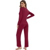 image:imageWiWi Womens Pajamas Set Sleepwear Loungewear Long Sleeve Pajama Sets Soft Pjs Viscose from Bamboo 2 Piece PJ SXXLCwine