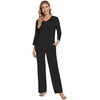 image:imageWiWi Womens Pajamas Set Sleepwear Loungewear Long Sleeve Pajama Sets Soft Pjs Viscose from Bamboo 2 Piece PJ SXXLDblack