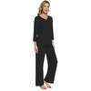 image:imageWiWi Womens Pajamas Set Sleepwear Loungewear Long Sleeve Pajama Sets Soft Pjs Viscose from Bamboo 2 Piece PJ SXXLDblack
