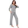 image:imageWiWi Womens Pajamas Set Sleepwear Loungewear Long Sleeve Pajama Sets Soft Pjs Viscose from Bamboo 2 Piece PJ SXXLDheather Grey