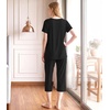 image:imageWiWi Womens Pajamas Sets Bamboo Viscose Short Sleeve Top with Capri Pants Super Soft Lounge Cooling Sleepwear Pjs SXXLAblack