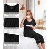 image:imageWiWi Womens Pajamas Sets Bamboo Viscose Short Sleeve Top with Capri Pants Super Soft Lounge Cooling Sleepwear Pjs SXXLAblack