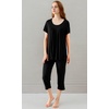 image:imageWiWi Womens Pajamas Sets Bamboo Viscose Short Sleeve Top with Capri Pants Super Soft Lounge Cooling Sleepwear Pjs SXXLAblack