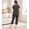 image:imageWiWi Womens Pajamas Sets Bamboo Viscose Short Sleeve Top with Capri Pants Super Soft Lounge Cooling Sleepwear Pjs SXXLAcharcoal Heather