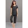 image:imageWiWi Womens Pajamas Sets Bamboo Viscose Short Sleeve Top with Capri Pants Super Soft Lounge Cooling Sleepwear Pjs SXXLAcharcoal Heather