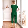 image:imageWiWi Womens Pajamas Sets Bamboo Viscose Short Sleeve Top with Capri Pants Super Soft Lounge Cooling Sleepwear Pjs SXXLAdark Green