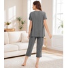 image:imageWiWi Womens Pajamas Sets Bamboo Viscose Short Sleeve Top with Capri Pants Super Soft Lounge Cooling Sleepwear Pjs SXXLAdark Heather Grey