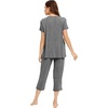 image:imageWiWi Womens Pajamas Sets Bamboo Viscose Short Sleeve Top with Capri Pants Super Soft Lounge Cooling Sleepwear Pjs SXXLAdark Heather Grey