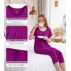 image:imageWiWi Womens Pajamas Sets Bamboo Viscose Short Sleeve Top with Capri Pants Super Soft Lounge Cooling Sleepwear Pjs SXXLAdark Reddish Purple