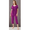 image:imageWiWi Womens Pajamas Sets Bamboo Viscose Short Sleeve Top with Capri Pants Super Soft Lounge Cooling Sleepwear Pjs SXXLAdark Reddish Purple