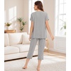 image:imageWiWi Womens Pajamas Sets Bamboo Viscose Short Sleeve Top with Capri Pants Super Soft Lounge Cooling Sleepwear Pjs SXXLAheather Grey
