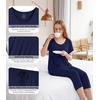 image:imageWiWi Womens Pajamas Sets Bamboo Viscose Short Sleeve Top with Capri Pants Super Soft Lounge Cooling Sleepwear Pjs SXXLAnavy