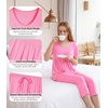 image:imageWiWi Womens Pajamas Sets Bamboo Viscose Short Sleeve Top with Capri Pants Super Soft Lounge Cooling Sleepwear Pjs SXXLAraspberry Pink