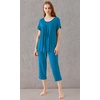 image:imageWiWi Womens Pajamas Sets Bamboo Viscose Short Sleeve Top with Capri Pants Super Soft Lounge Cooling Sleepwear Pjs SXXLAteal Blue