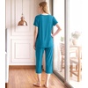 image:imageWiWi Womens Pajamas Sets Bamboo Viscose Short Sleeve Top with Capri Pants Super Soft Lounge Cooling Sleepwear Pjs SXXLAteal Blue