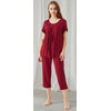 image:imageWiWi Womens Pajamas Sets Bamboo Viscose Short Sleeve Top with Capri Pants Super Soft Lounge Cooling Sleepwear Pjs SXXLAwine