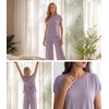 image:imageWiWi Womens Pajamas Sets Bamboo Viscose Short Sleeve Top with Capri Pants Super Soft Lounge Cooling Sleepwear Pjs SXXLBaqua
