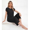 image:imageWiWi Womens Pajamas Sets Bamboo Viscose Short Sleeve Top with Capri Pants Super Soft Lounge Cooling Sleepwear Pjs SXXLBblack