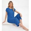 image:imageWiWi Womens Pajamas Sets Bamboo Viscose Short Sleeve Top with Capri Pants Super Soft Lounge Cooling Sleepwear Pjs SXXLBbright Blue