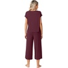 image:imageWiWi Womens Pajamas Sets Bamboo Viscose Short Sleeve Top with Capri Pants Super Soft Lounge Cooling Sleepwear Pjs SXXLBbrownish Red