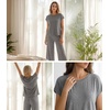 image:imageWiWi Womens Pajamas Sets Bamboo Viscose Short Sleeve Top with Capri Pants Super Soft Lounge Cooling Sleepwear Pjs SXXLBcamel