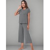 image:imageWiWi Womens Pajamas Sets Bamboo Viscose Short Sleeve Top with Capri Pants Super Soft Lounge Cooling Sleepwear Pjs SXXLBdark Heather Grey