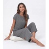 image:imageWiWi Womens Pajamas Sets Bamboo Viscose Short Sleeve Top with Capri Pants Super Soft Lounge Cooling Sleepwear Pjs SXXLBdark Heather Grey