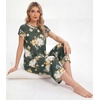 image:imageWiWi Womens Pajamas Sets Bamboo Viscose Short Sleeve Top with Capri Pants Super Soft Lounge Cooling Sleepwear Pjs SXXLBgreenFloral