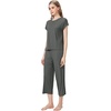 image:imageWiWi Womens Pajamas Sets Bamboo Viscose Short Sleeve Top with Capri Pants Super Soft Lounge Cooling Sleepwear Pjs SXXLBiron Grey