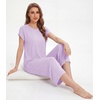 image:imageWiWi Womens Pajamas Sets Bamboo Viscose Short Sleeve Top with Capri Pants Super Soft Lounge Cooling Sleepwear Pjs SXXLBlight Purple