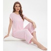 image:imageWiWi Womens Pajamas Sets Bamboo Viscose Short Sleeve Top with Capri Pants Super Soft Lounge Cooling Sleepwear Pjs SXXLBpink
