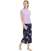 image:imageWiWi Womens Pajamas Sets Bamboo Viscose Short Sleeve Top with Capri Pants Super Soft Lounge Cooling Sleepwear Pjs SXXLBpurpleNavy Floral
