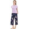 image:imageWiWi Womens Pajamas Sets Bamboo Viscose Short Sleeve Top with Capri Pants Super Soft Lounge Cooling Sleepwear Pjs SXXLBpurpleNavy Floral