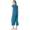 image:imageWiWi Womens Pajamas Sets Bamboo Viscose Short Sleeve Top with Capri Pants Super Soft Lounge Cooling Sleepwear Pjs SXXLBteal Blue