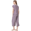 image:imageWiWi Womens Pajamas Sets Bamboo Viscose Short Sleeve Top with Capri Pants Super Soft Lounge Cooling Sleepwear Pjs SXXLBviolet