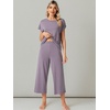 image:imageWiWi Womens Pajamas Sets Bamboo Viscose Short Sleeve Top with Capri Pants Super Soft Lounge Cooling Sleepwear Pjs SXXLBviolet