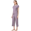 image:imageWiWi Womens Pajamas Sets Bamboo Viscose Short Sleeve Top with Capri Pants Super Soft Lounge Cooling Sleepwear Pjs SXXLBviolet