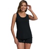image:imageWiWi Womens Sleeveless Pajama Set Summer Sleepwear Soft Pjs Sets Tank Top Shorts Loungewear Viscose from Bamboo SXXLBlack